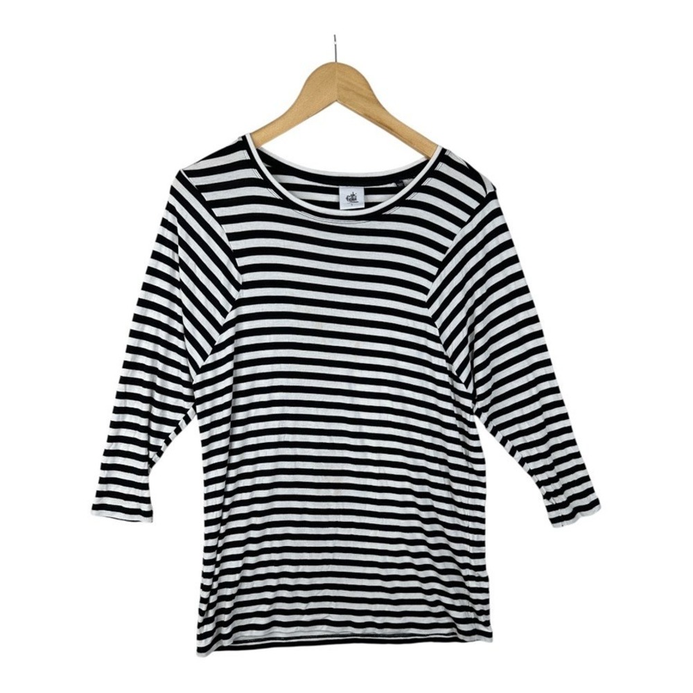 Cabi Striped Coastal Grandma Bistro Black & White Top Casual‎ Travel Size Small